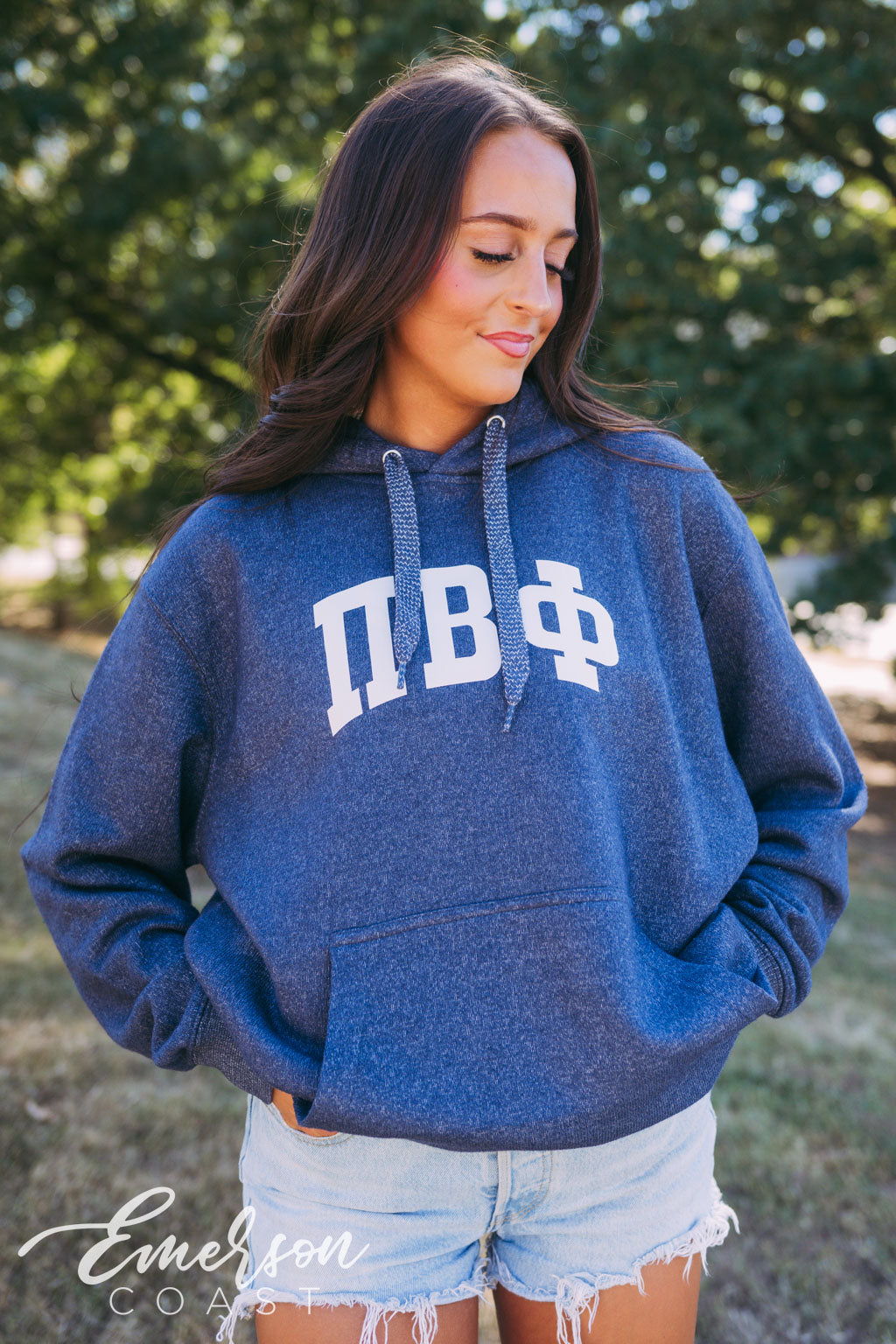 Pi Beta Phi Textured Knit Navy Hoodie