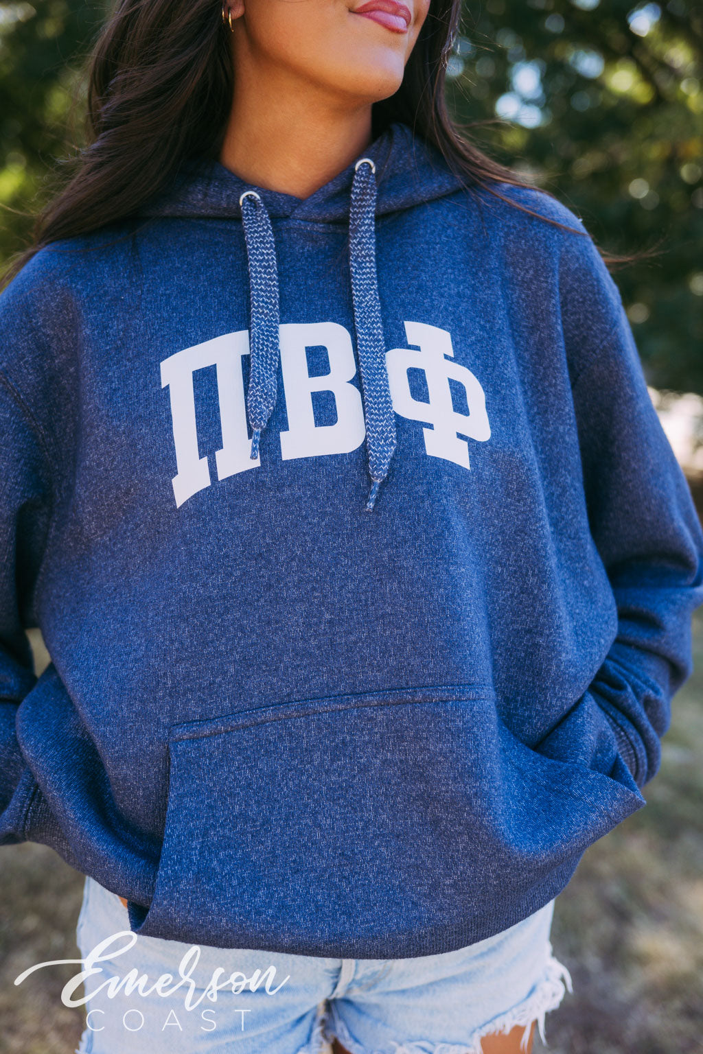 Pi Beta Phi Textured Knit Navy Hoodie