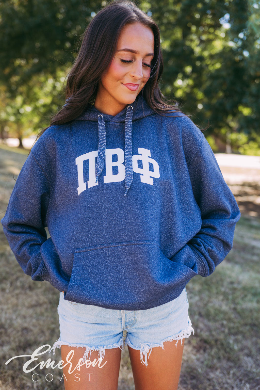 Pi Beta Phi Textured Knit Navy Hoodie