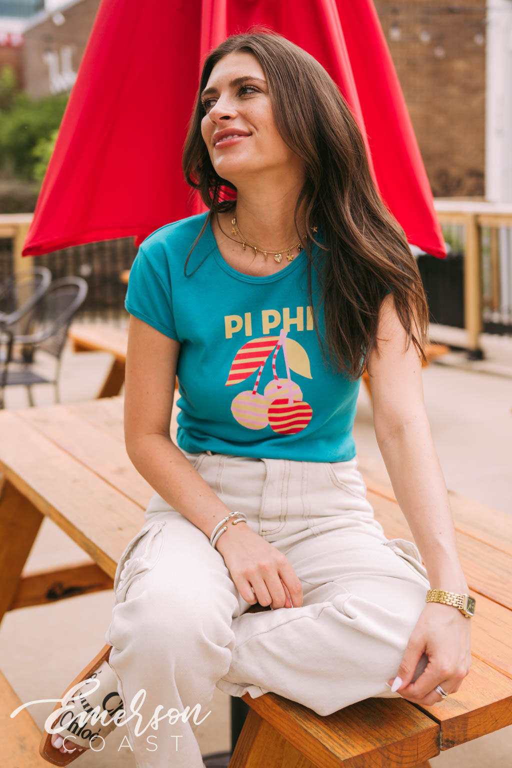 Pi Phi Cherry On Top Bid Day Baby Tee