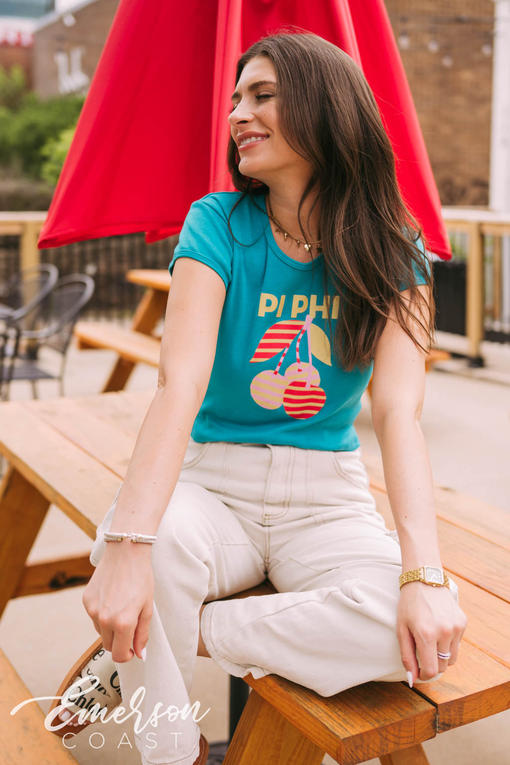 Pi Phi Cherry On Top Bid Day Baby Tee