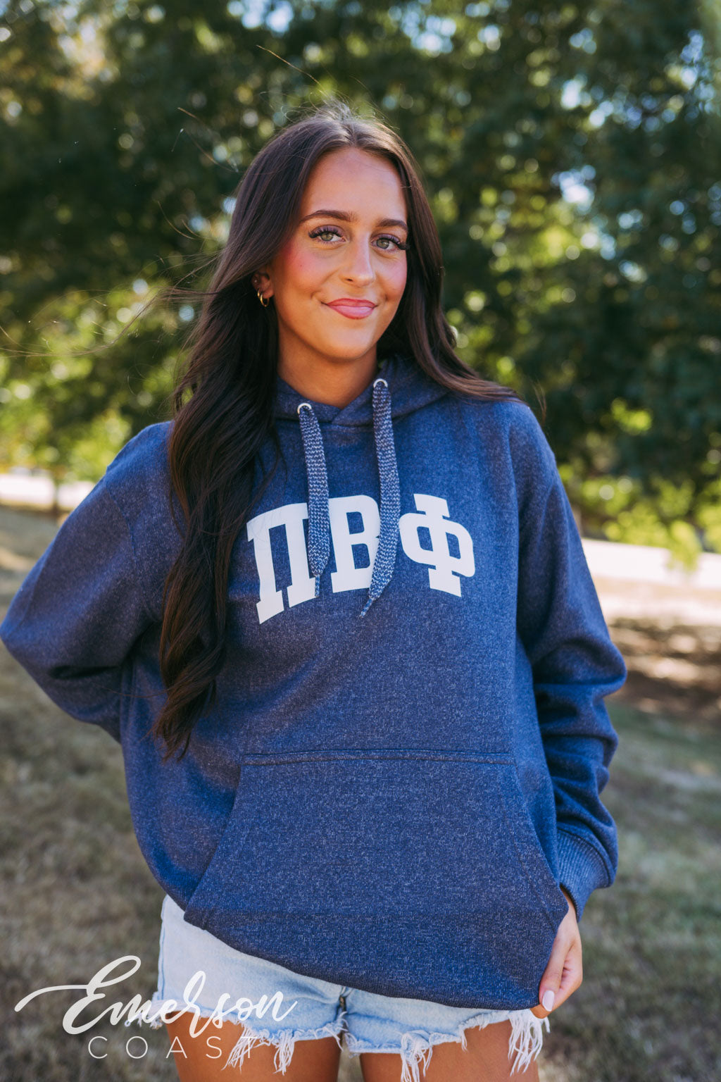 Pi Beta Phi Textured Knit Navy Hoodie