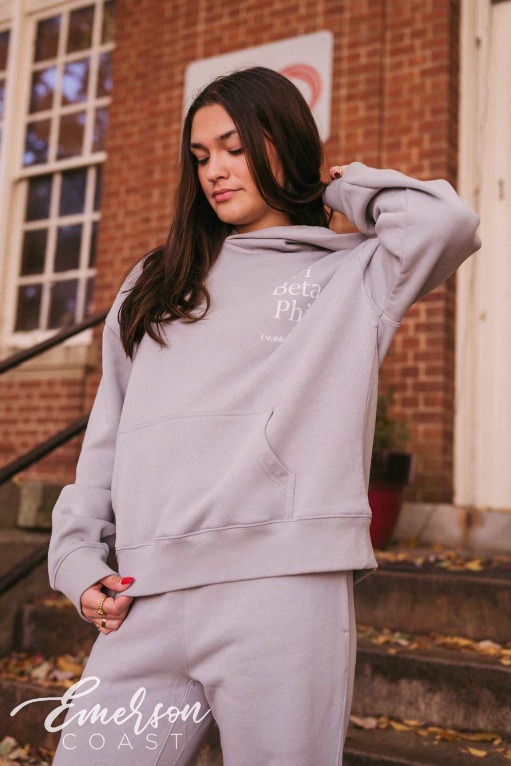 Pi Beta Phi Simple Gray Hoodie and Jogger Set