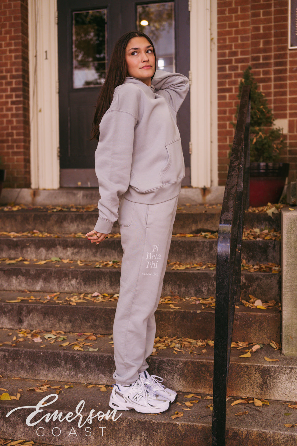 Pi Beta Phi Simple Gray Hoodie and Jogger Set