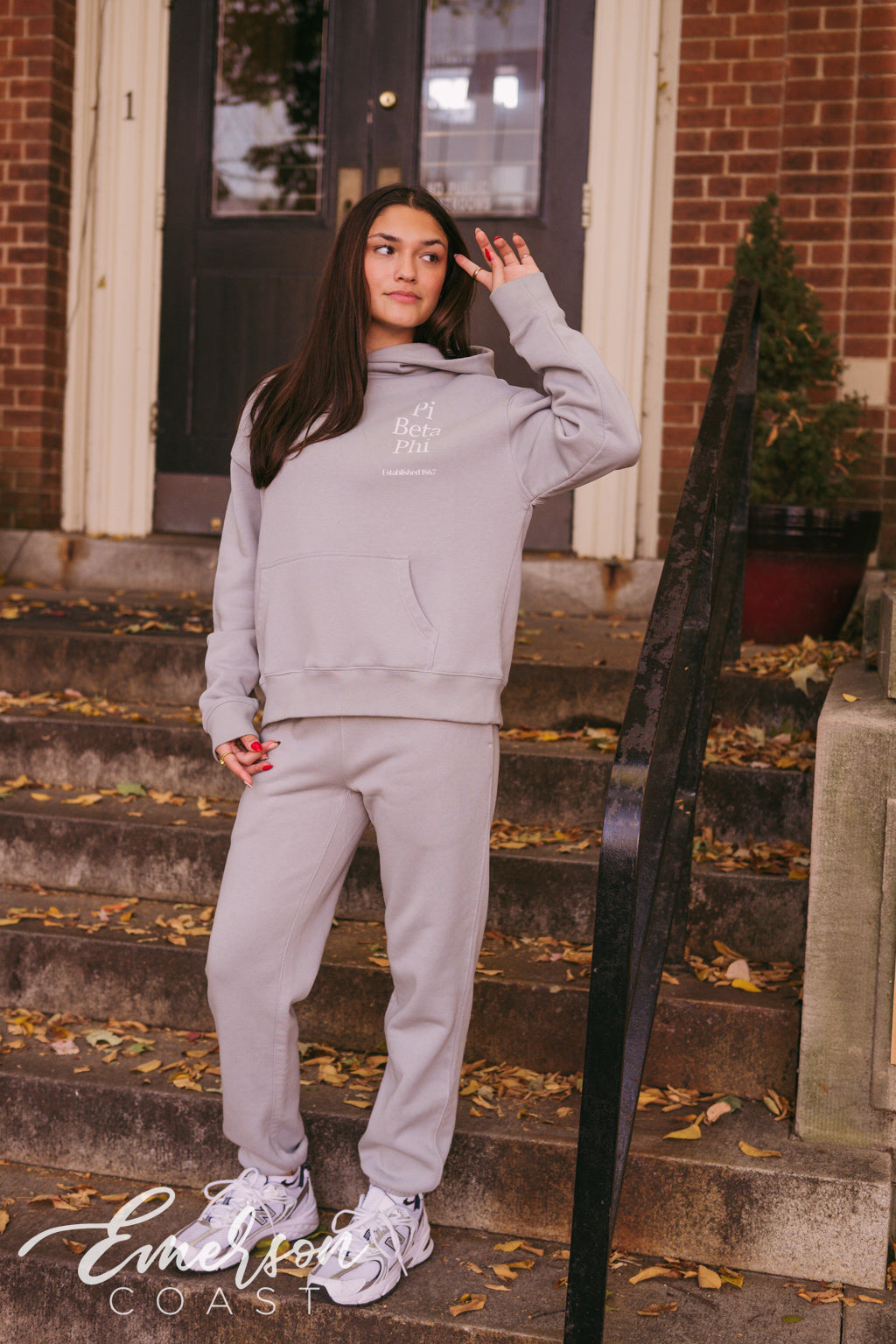 Pi Beta Phi Simple Gray Hoodie and Jogger Set