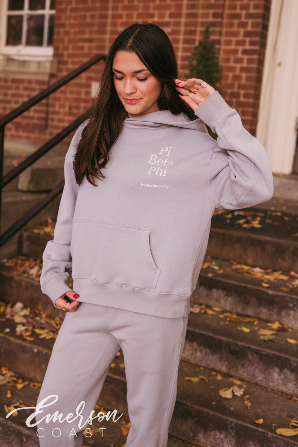 Pi Beta Phi Simple Gray Hoodie and Jogger Set