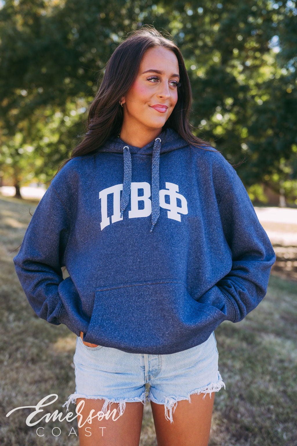 Pi Beta Phi Textured Knit Navy Hoodie