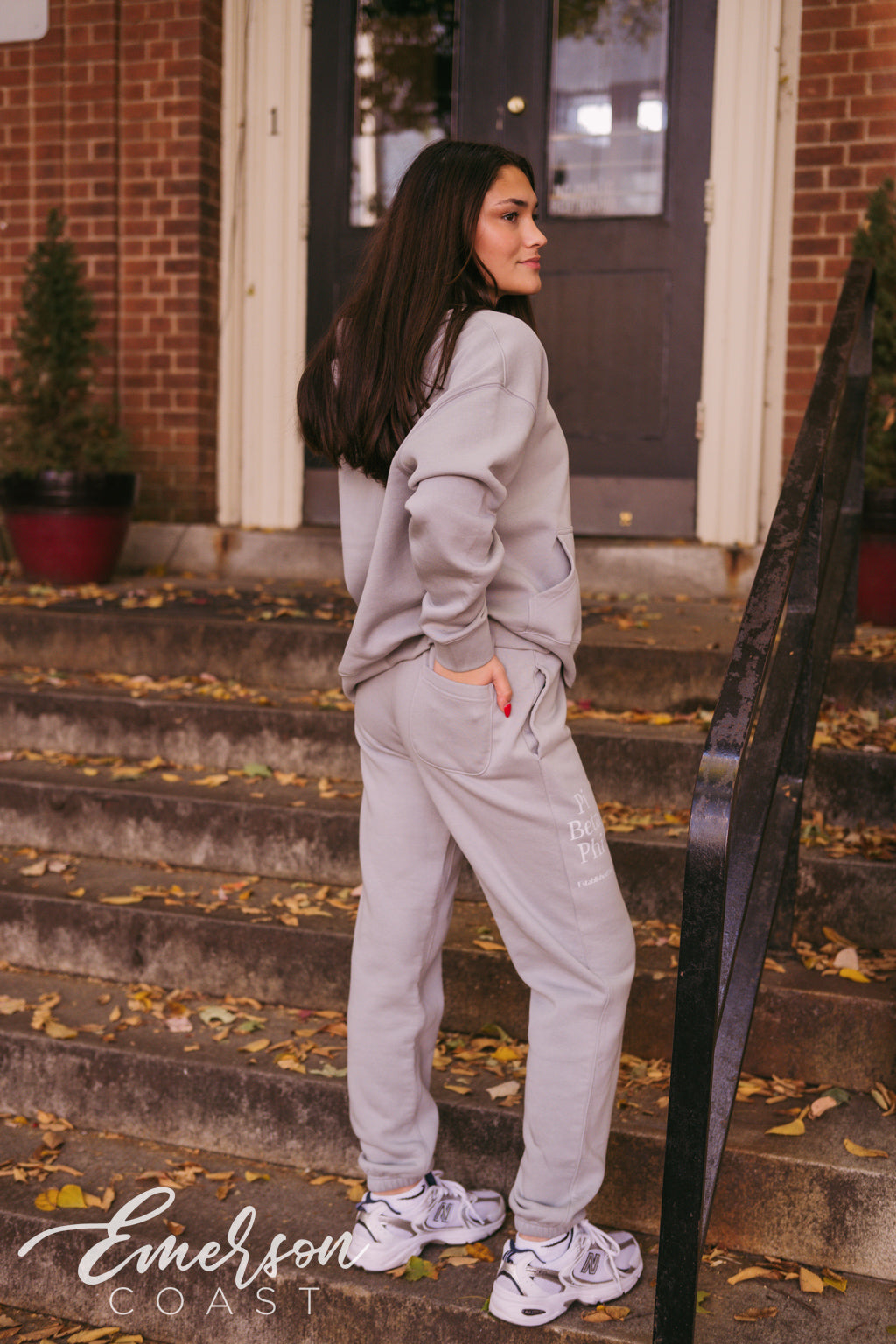 Pi Beta Phi Simple Gray Hoodie and Jogger Set