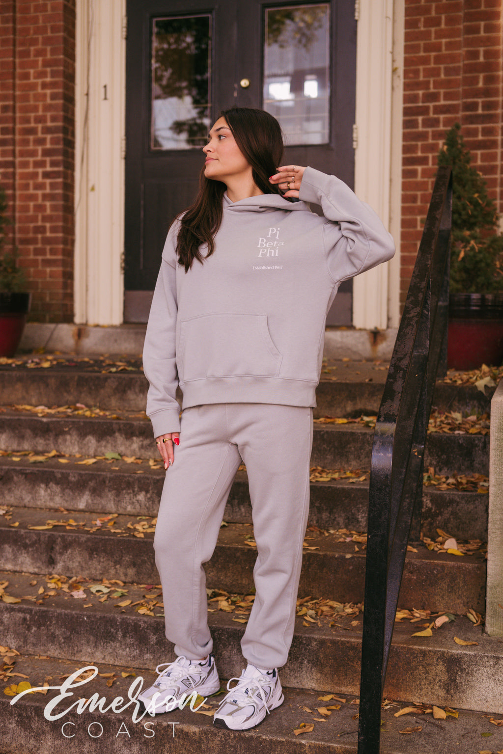 Pi Beta Phi Simple Gray Hoodie and Jogger Set