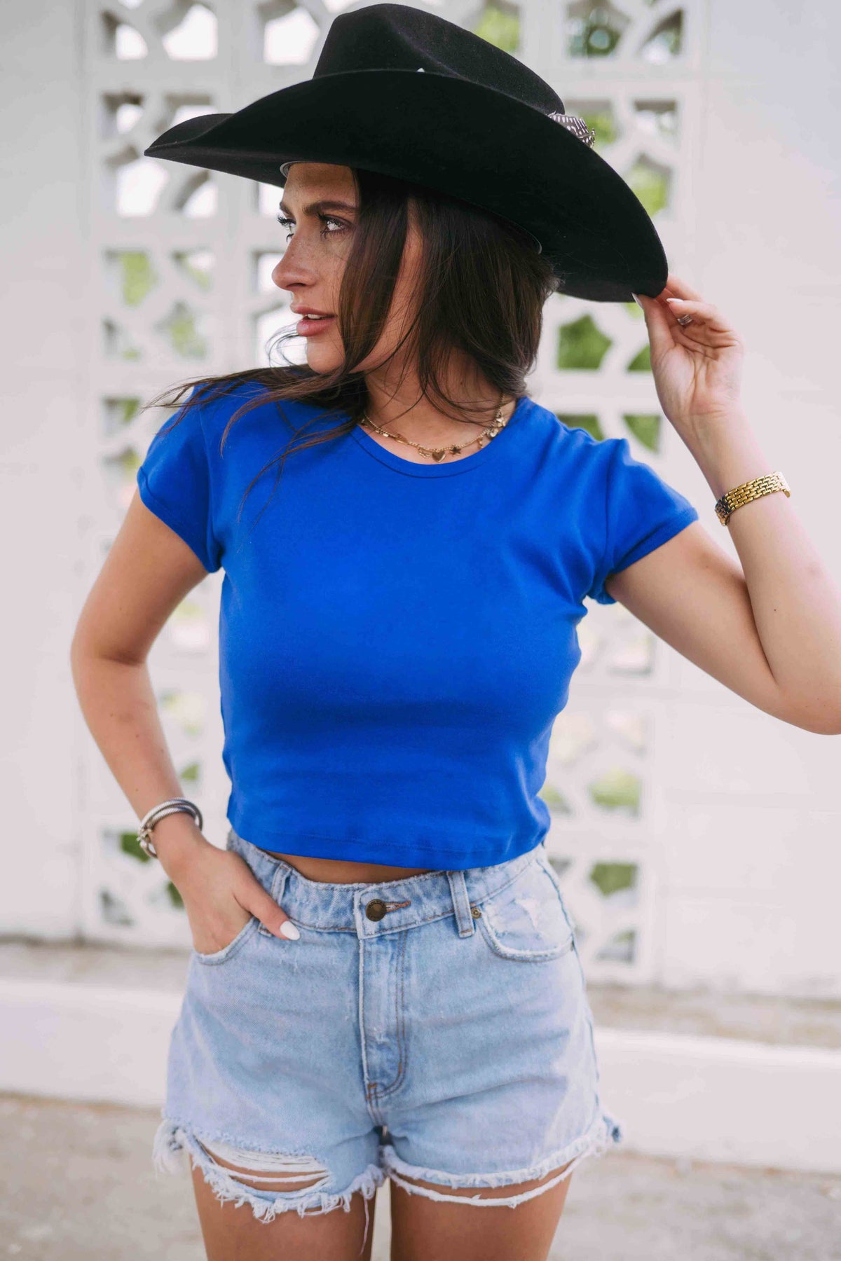 LA Apparel Cap Sleeve Baby Rib Crop Top