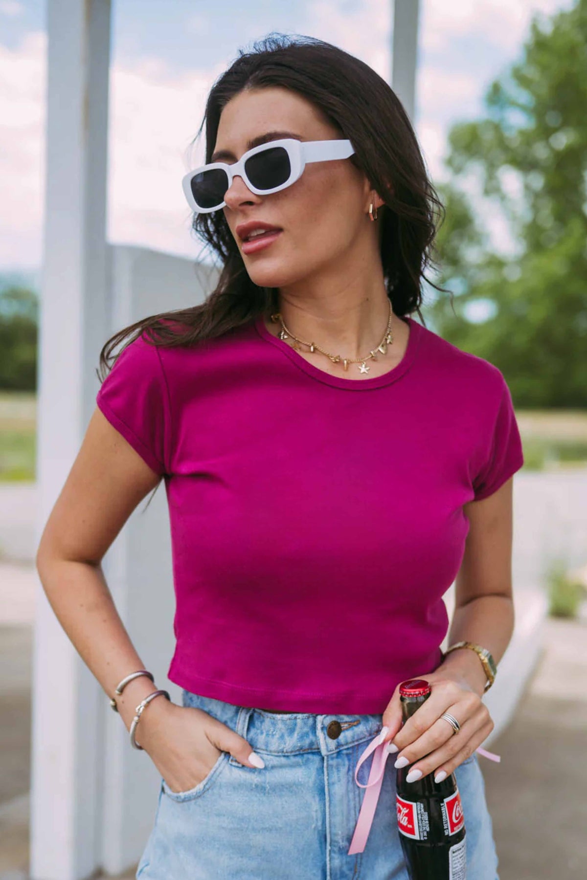 LA Apparel Cap Sleeve Baby Rib Crop Top