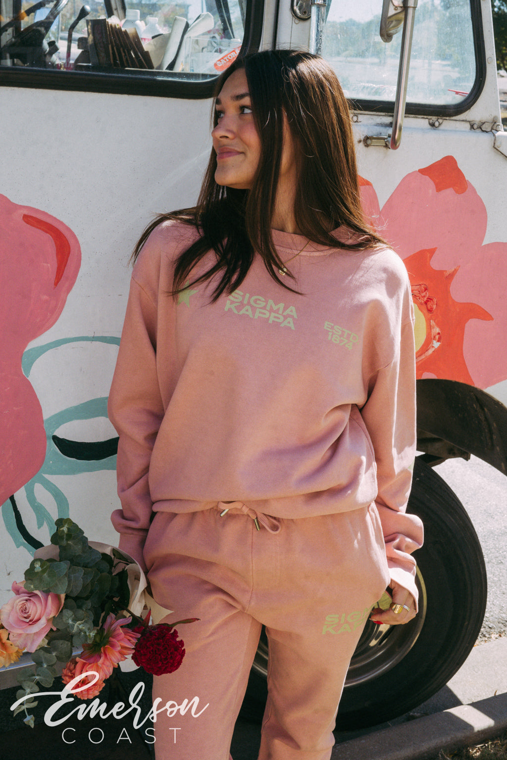 Sigma Kappa Peach Crewneck and Jogger Set