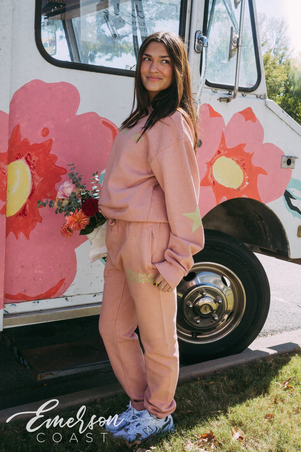 Sigma Kappa Peach Crewneck and Jogger Set