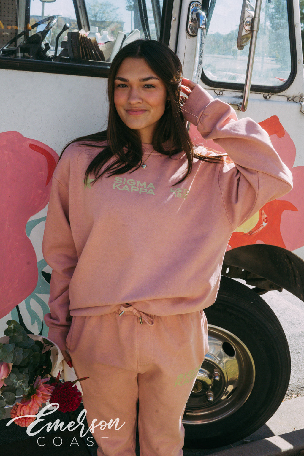 Sigma Kappa Peach Crewneck and Jogger Set