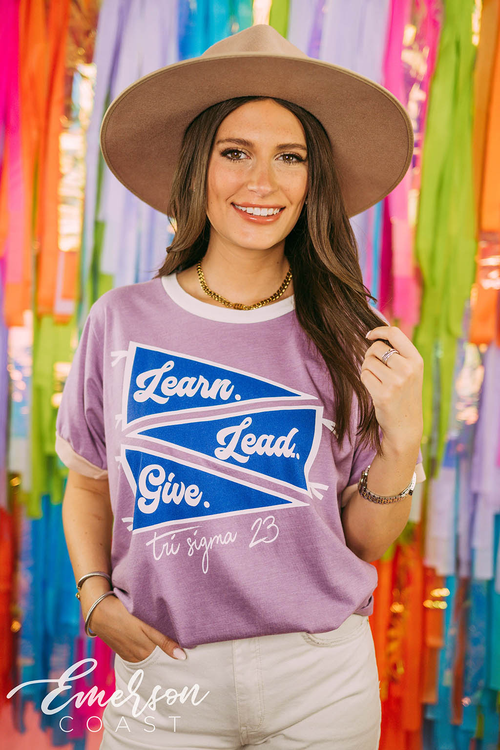 Delta Zeta Smiley Colorblock Ringer Tee - Emerson Coast