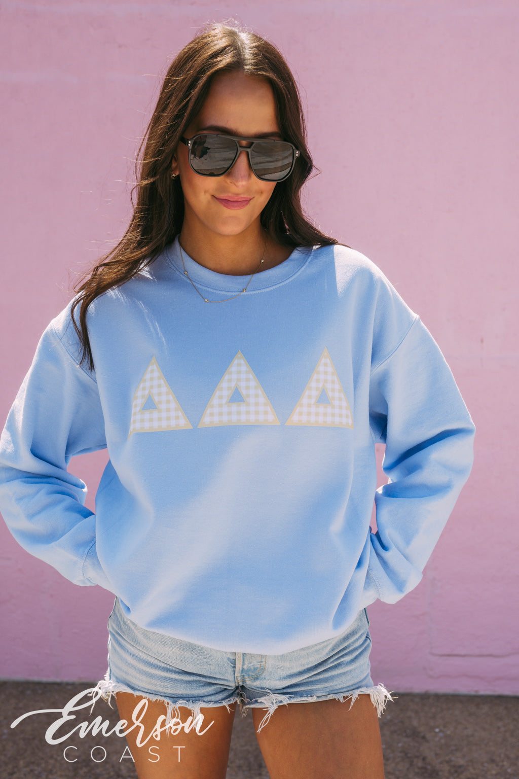 Tri Delta Yellow Gingham PR Crewneck