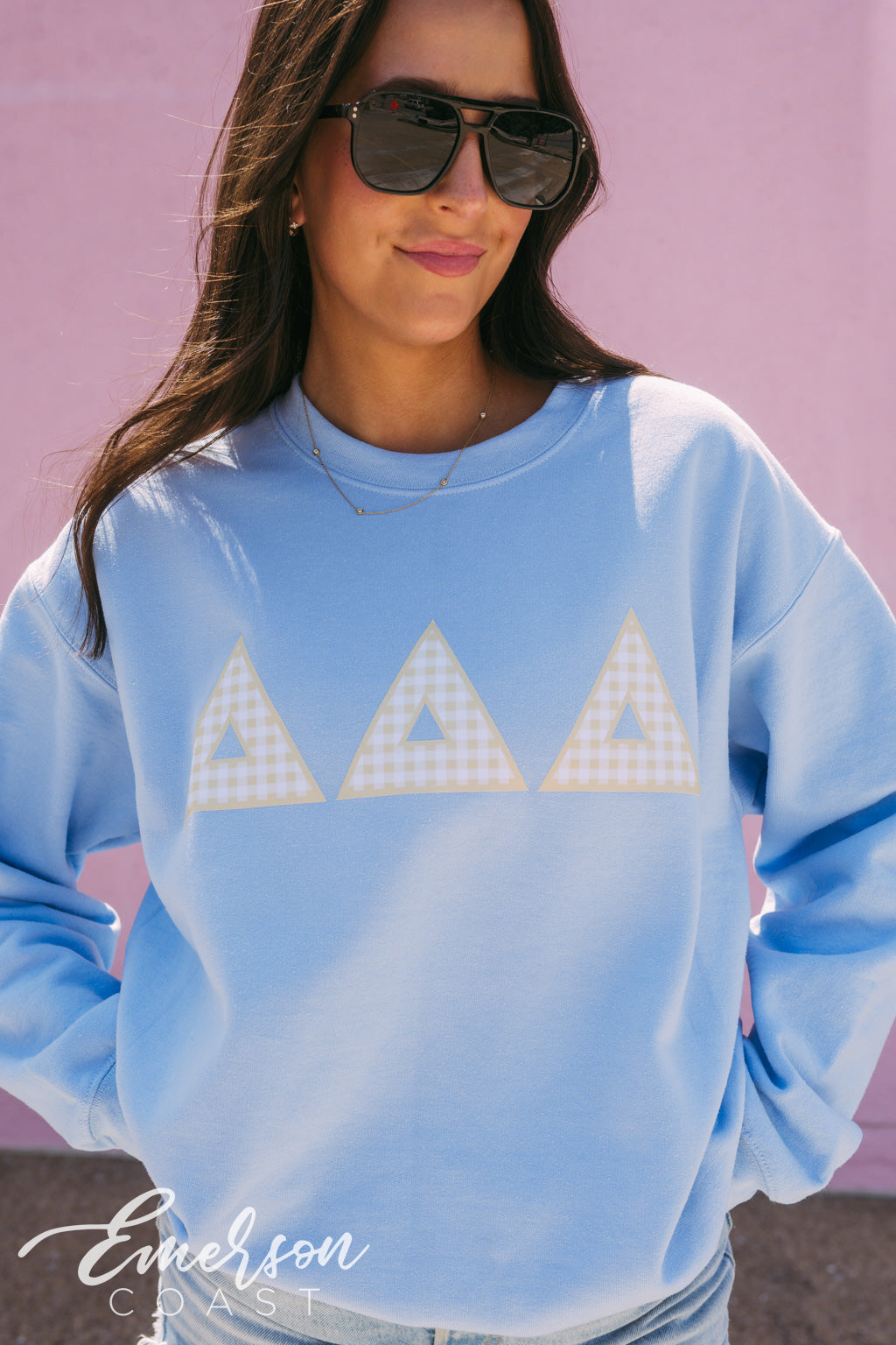 Tri Delta Yellow Gingham PR Crewneck