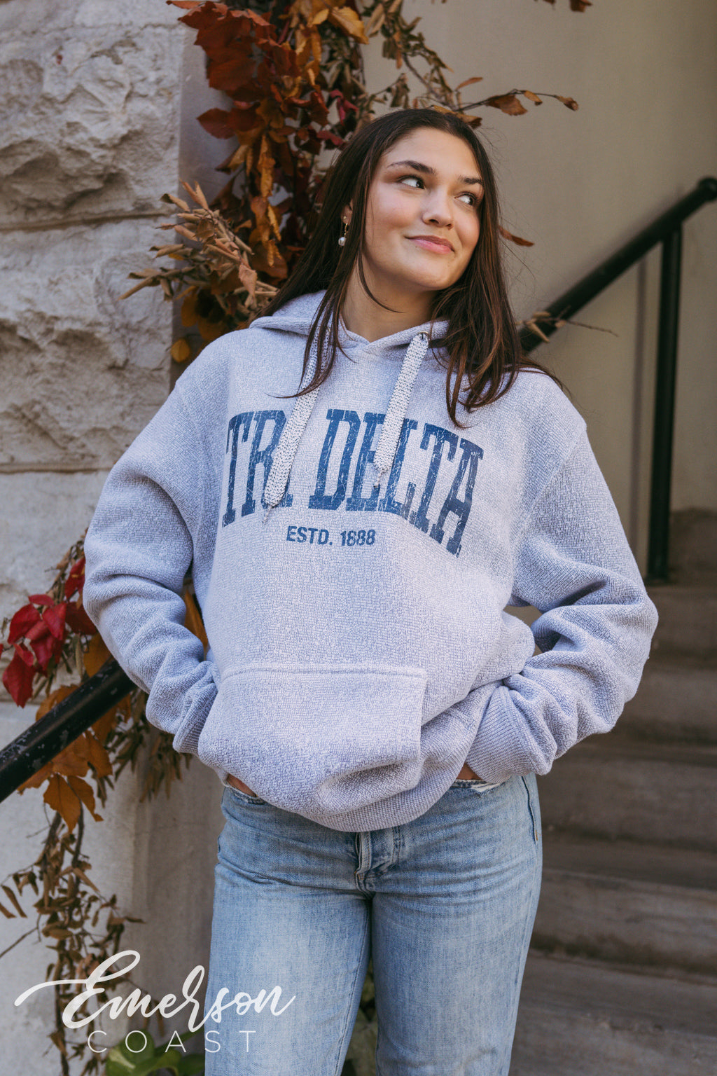 Tri Delta Light Gray Cozy Knit PR Hoodie