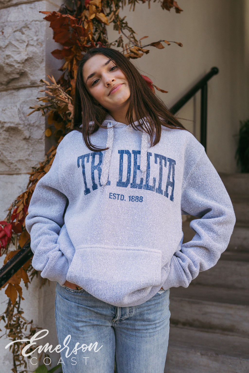 Tri Delta Light Gray Cozy Knit PR Hoodie