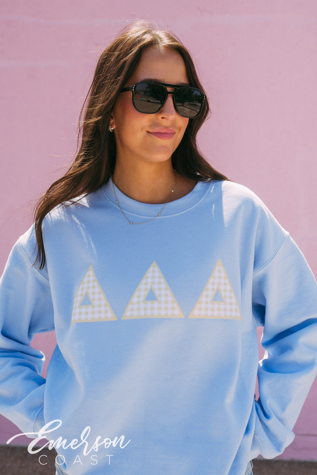 Tri Delta Yellow Gingham PR Crewneck