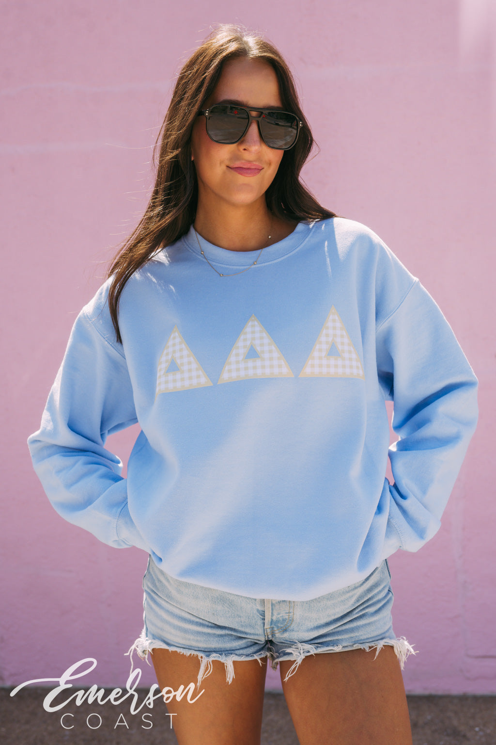 Tri Delta Yellow Gingham PR Crewneck