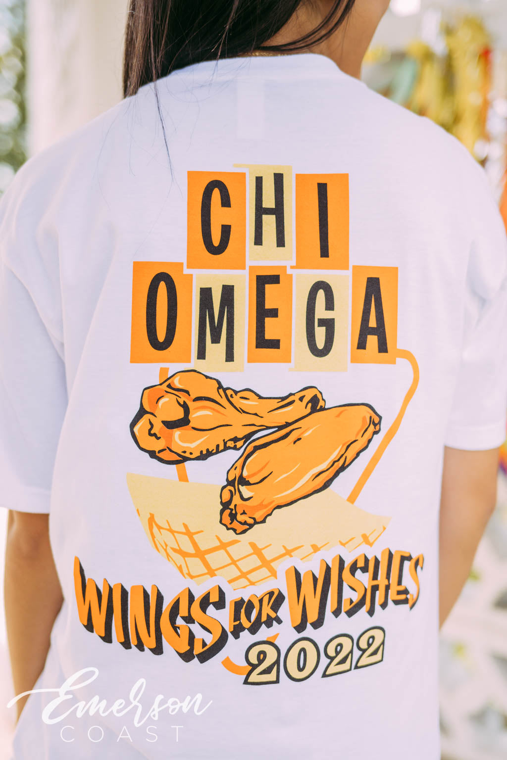 Chi Omega Swishes for Wishes Basketball Jersey Tee - Emerson Coast