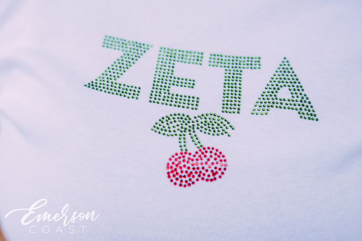 Zeta Cherry Rhinestone Baby Tee