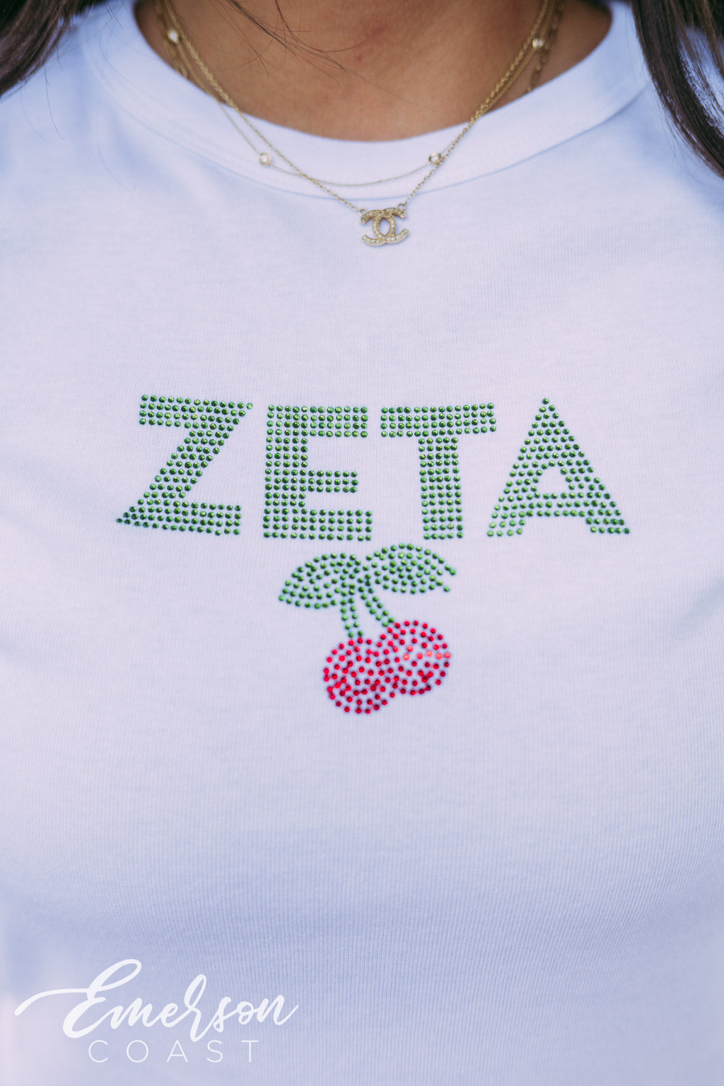 Zeta Cherry Rhinestone Baby Tee