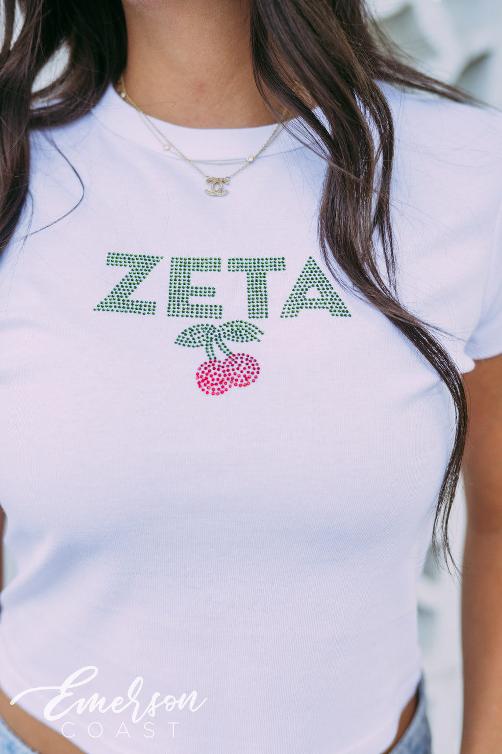 Zeta Cherry Rhinestone Baby Tee