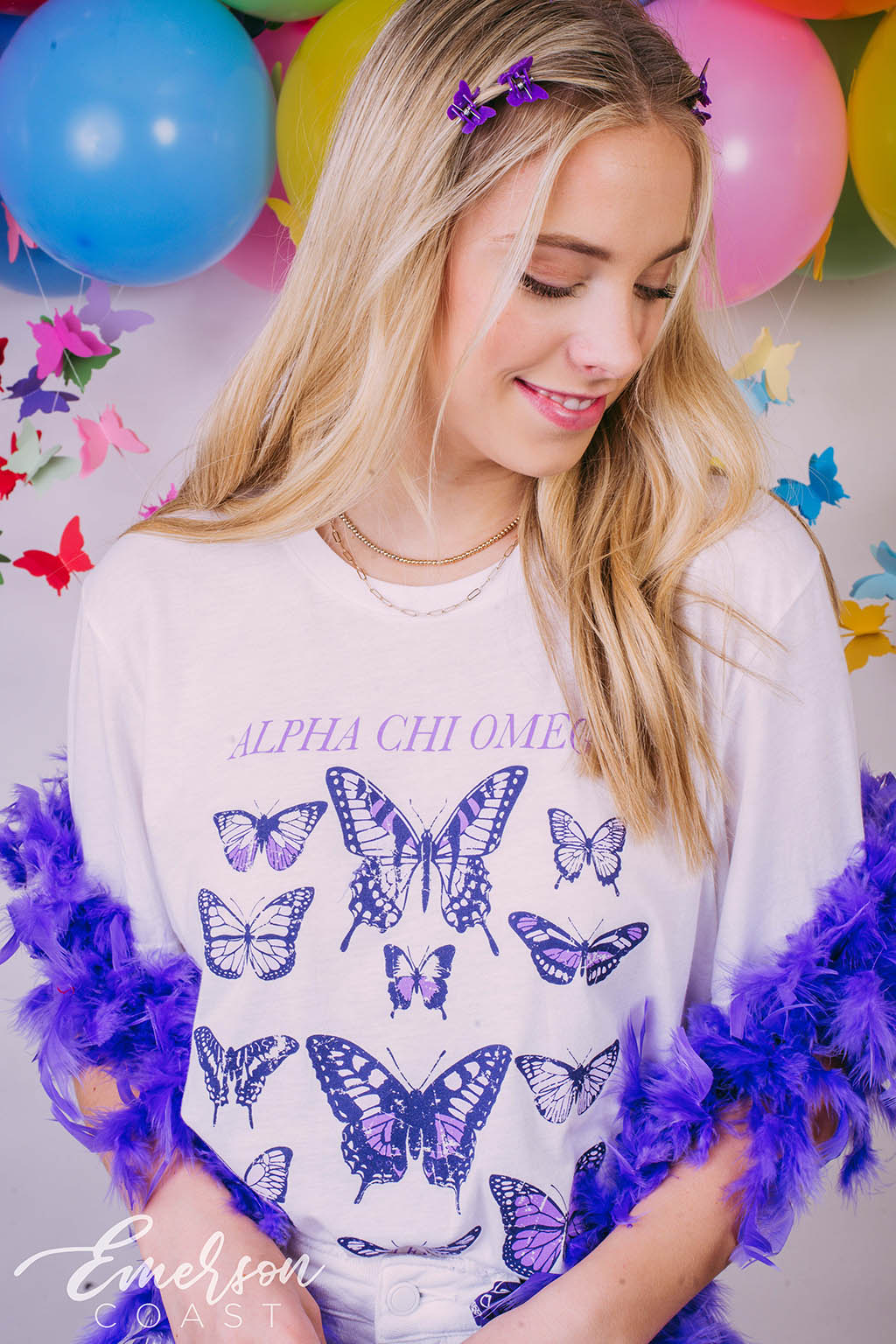 Alpha Chi Omega Butterfly Effect Bid Day Tee - Emerson Coast