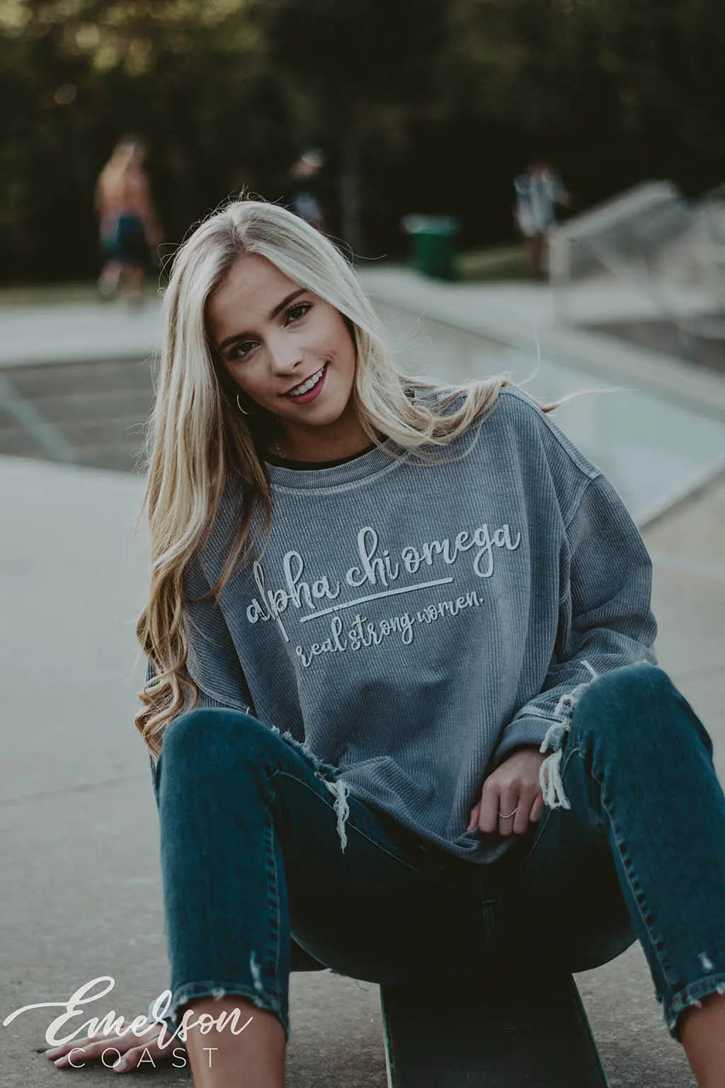 Chi omega deals corded sweatshirt