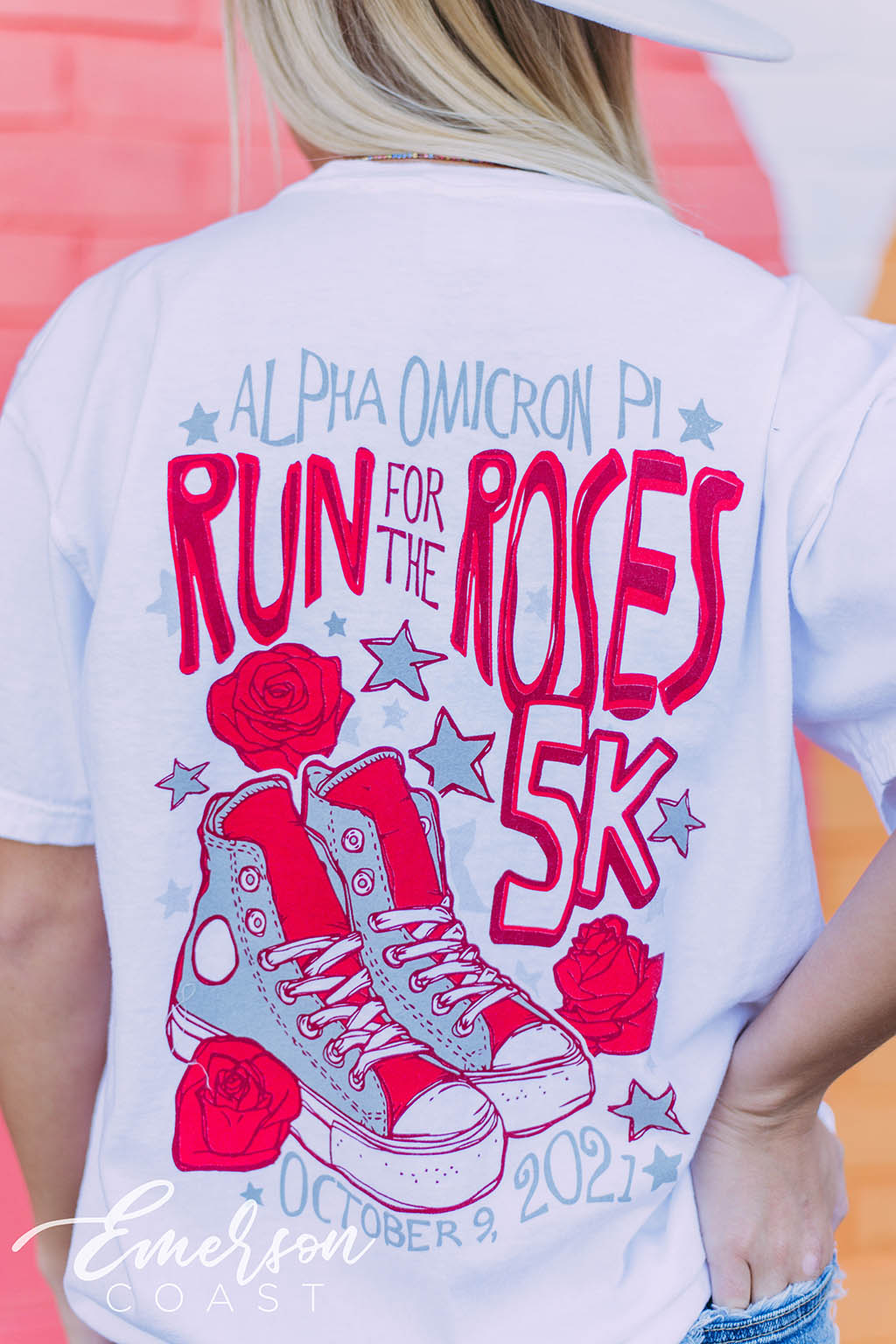 Alpha Omicron Pi Run for The Roses 5K Tee - Emerson Coast