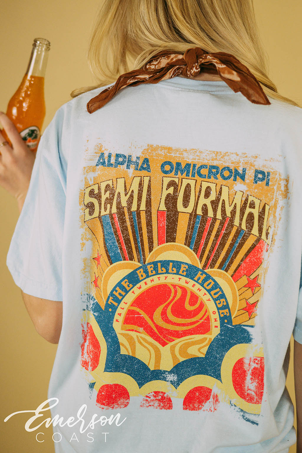 Alpha Omicron Pi Retro Sunset Semi Formal Shirt