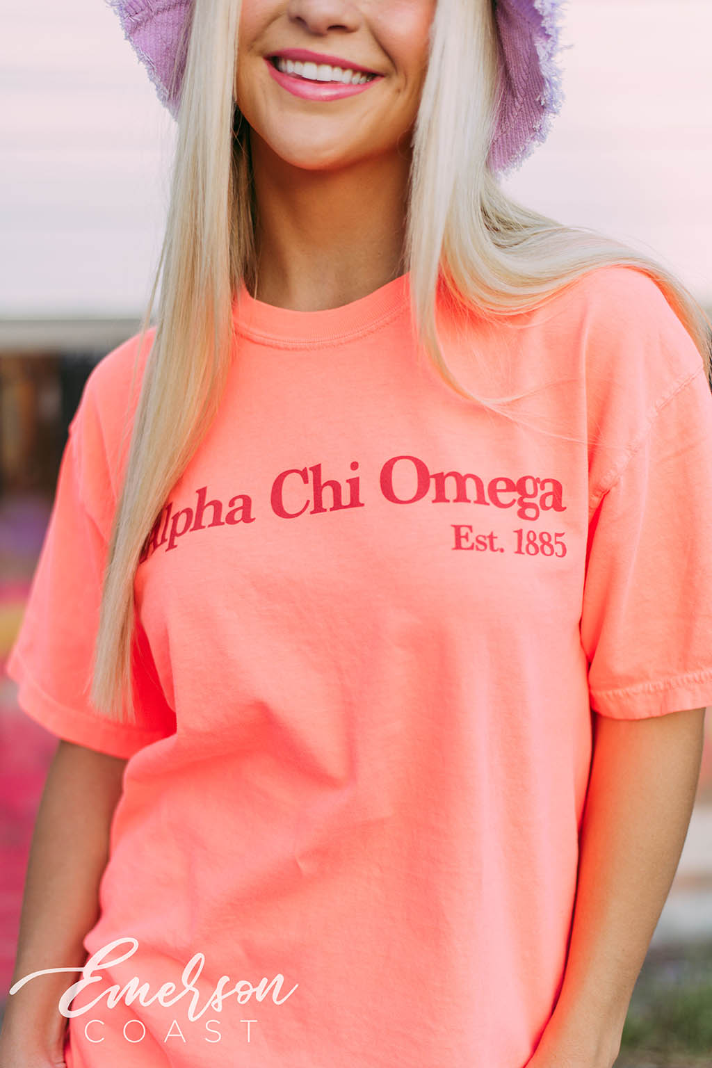 Alpha Chi Omega Neon Orange Tee