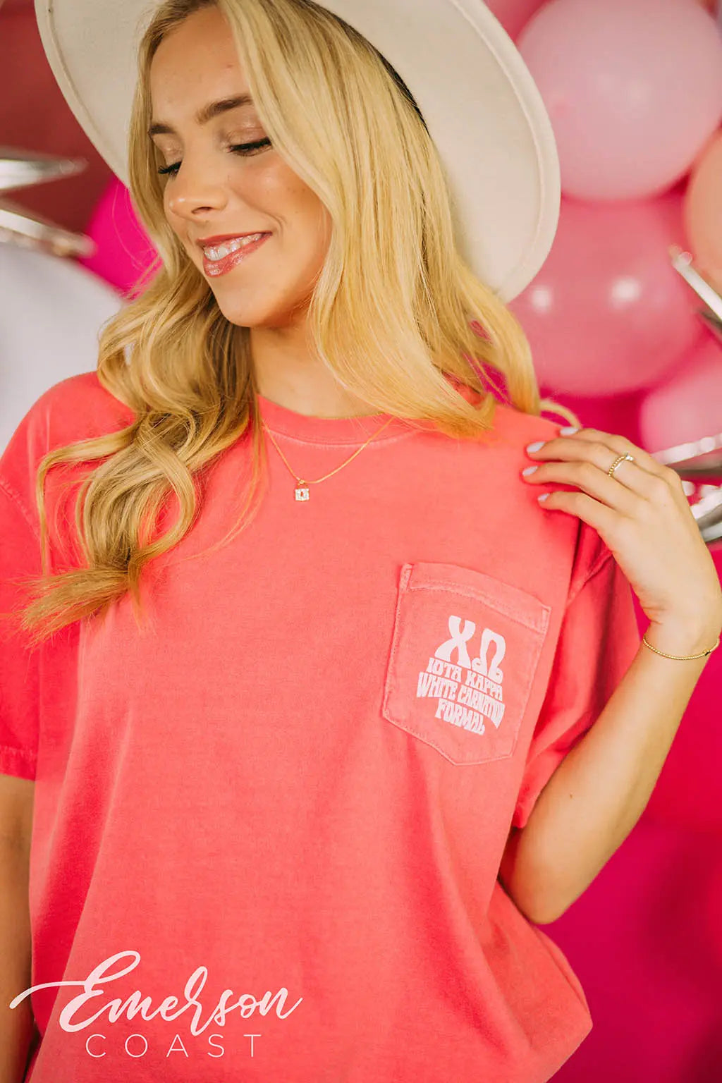 Chi Omega White Carnation Formal Skull Tee