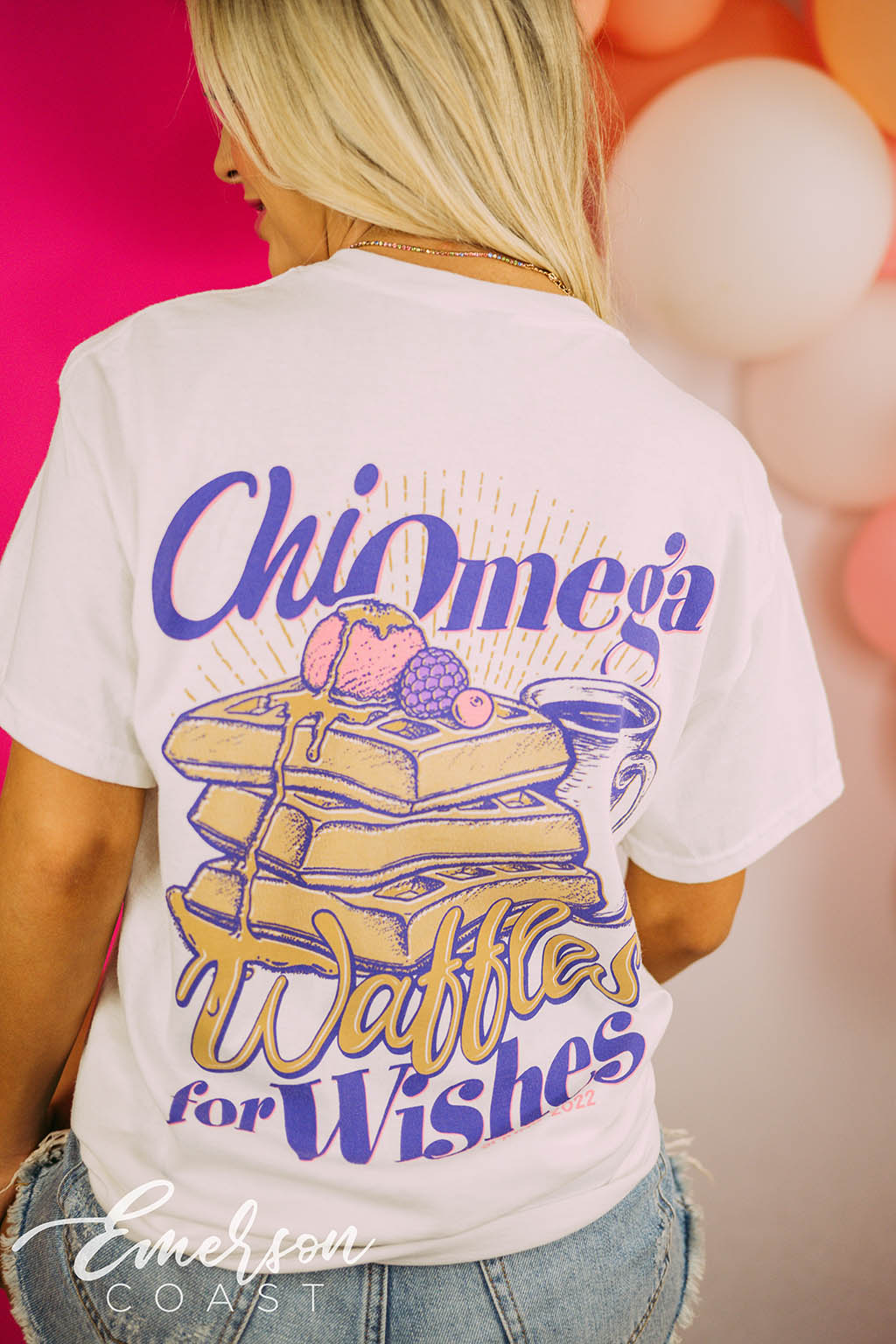 Chi Omega Make A Wish Jersey Tee - Emerson Coast