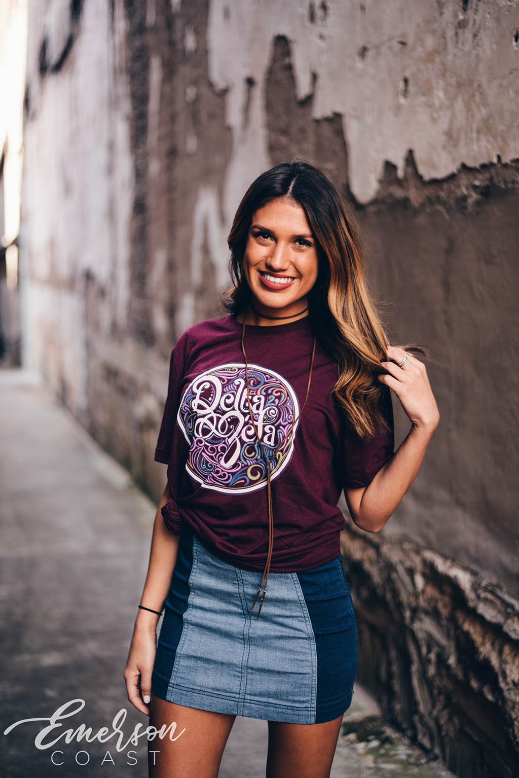 Delta Zeta Maroon Multicolor Tshirt