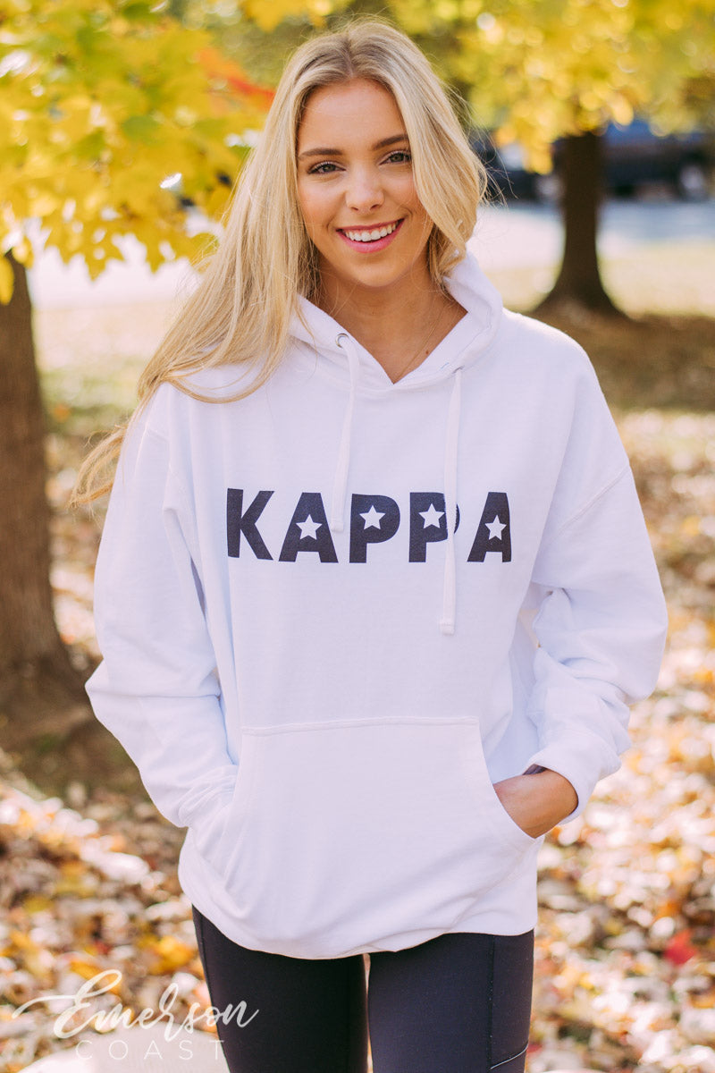 Custom KKG Star Letters PR White Hoodie Emerson Coast