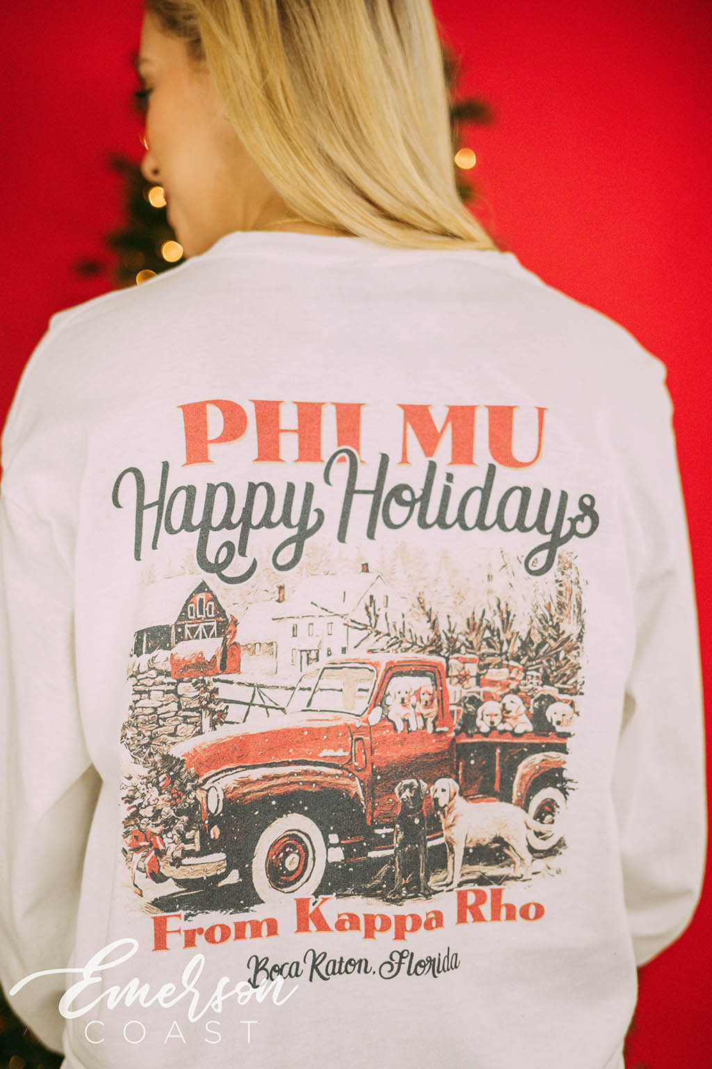 Phi Mu Happy Holidays Puppies Tee