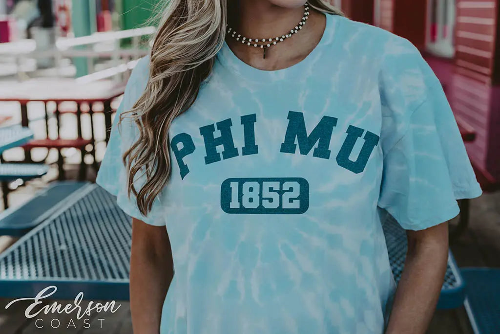 Phi Mu Blue Tie Dye Tee