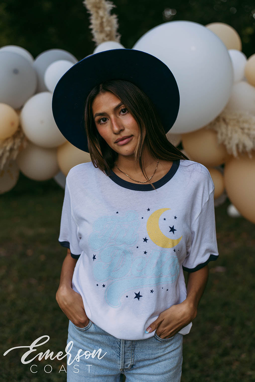 Tri Delta Moon and Stars Ringer Tee