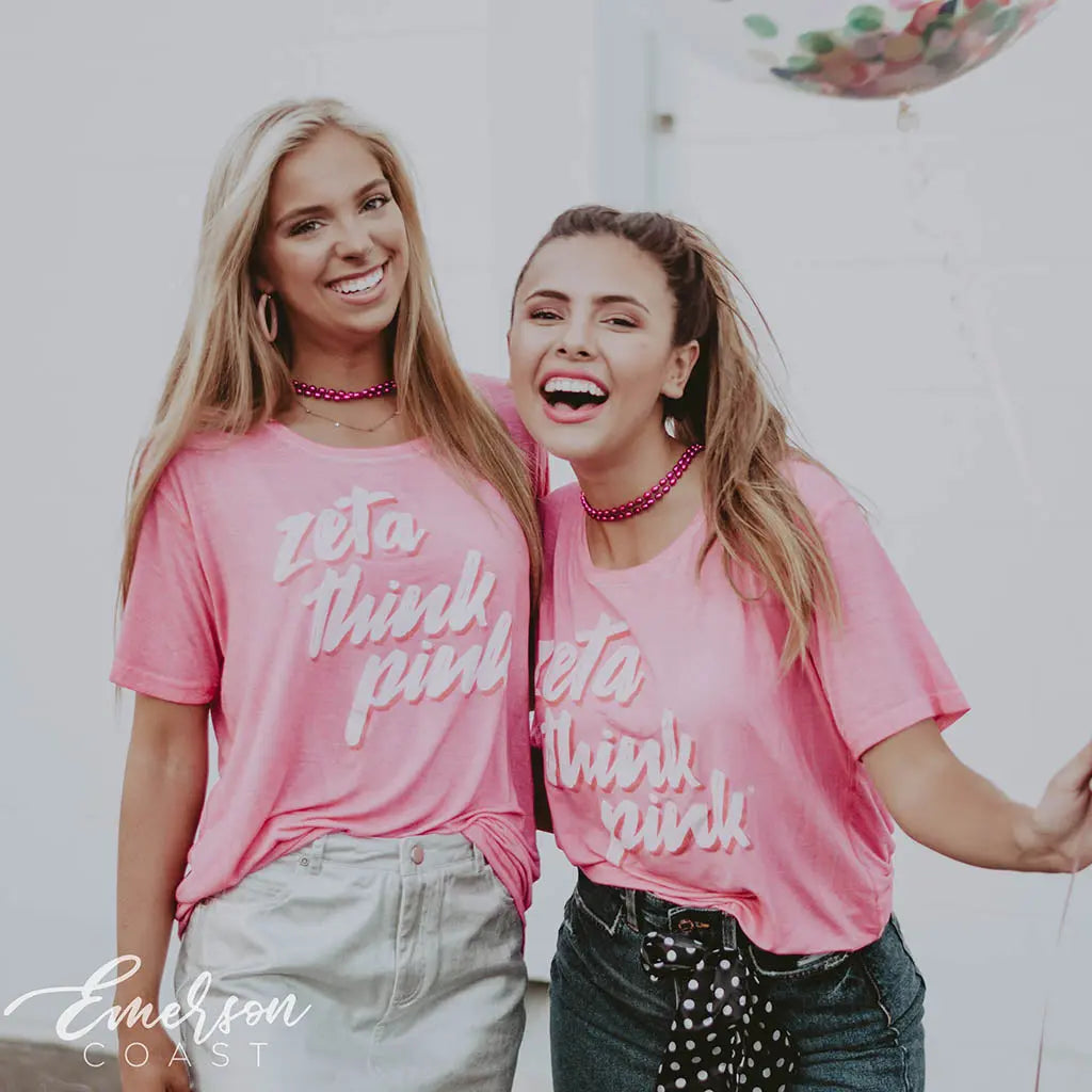 Zeta Tau Alpha Think Pink Loose Tshirt