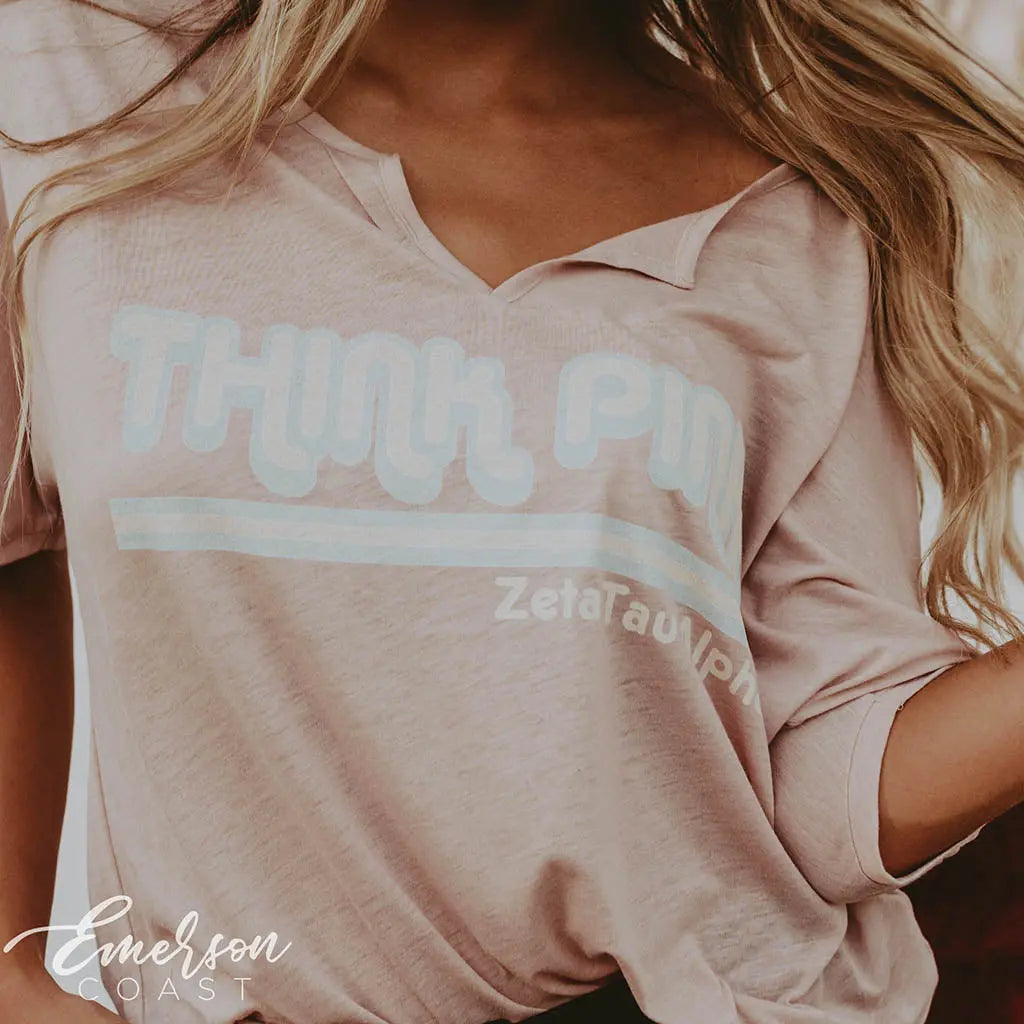 ZTA Think Pink V-Neck Tee